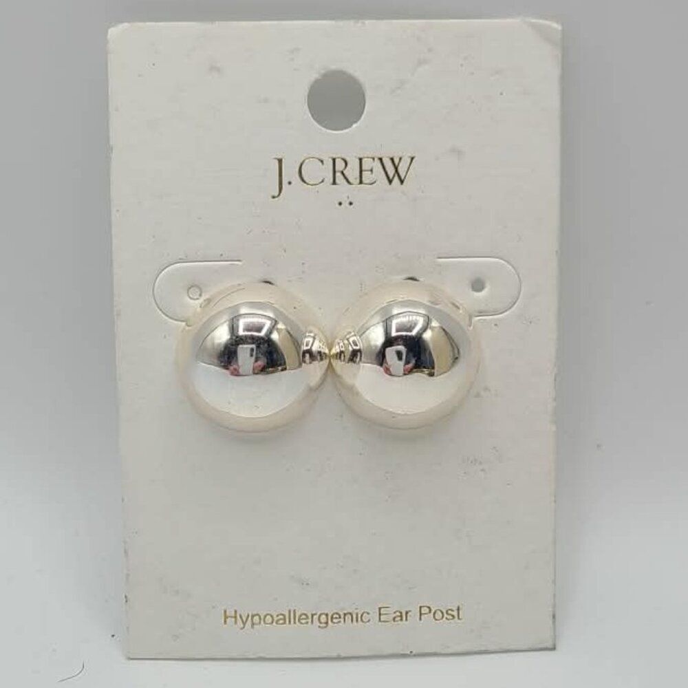 J Crew Factory Silver Tone Button Earrings NWT!  NEW!